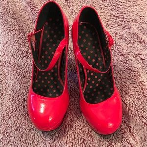 Red platform shoes